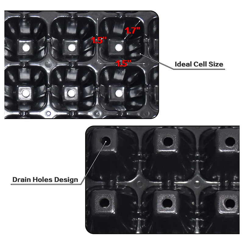 Propagation Tray 72 - VELIF-10-pack zaadstartbak, 72-cel zaailingenbakken met afvoergaten,
